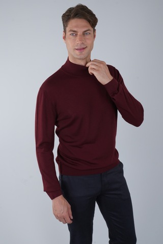 Bisse Erkek Yün Basic Yarım Balıkçı Yaka Triko Bordo Tr23knos23210 D25 Bordo