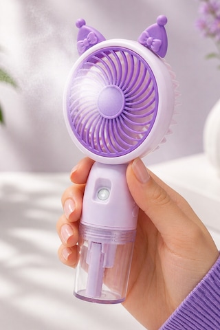 Buhar Üflemeli 3 Modlu Şarjlı El Fanı Seyahat Masaüstü Vantilatör Taşınabilir Mini Fan Mor F830