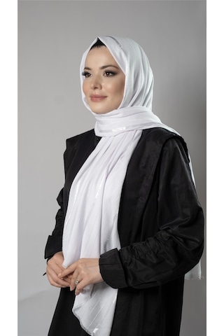 Beyaz Çizgili Şal Viskon Kumaş Bursa Dolama 202110 42 Beyaz