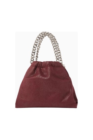 Stella Mccartney Mini Falabella Kırmızı, Shaggy Deer Vegan Deri Ipli Omuz Çantası, Zincir Detaylı