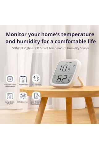 Sonoff Snzb-02d Zigbee Lcd Ekranlı Akıllı Sıcaklık Ve Nem Sensörü / Snzb-02d