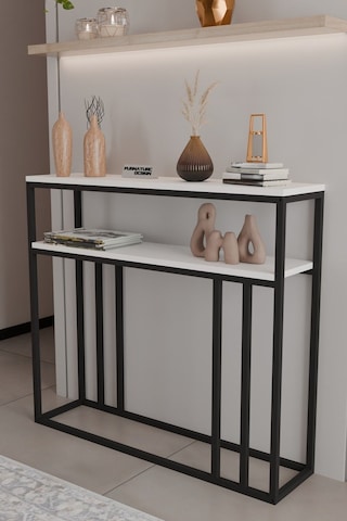 2 Raflı Metal Dresuar Raflı Lüx Dresuar Kitaplık Salon Düzenleyici 2 Raflı 100 Cm Beyaz