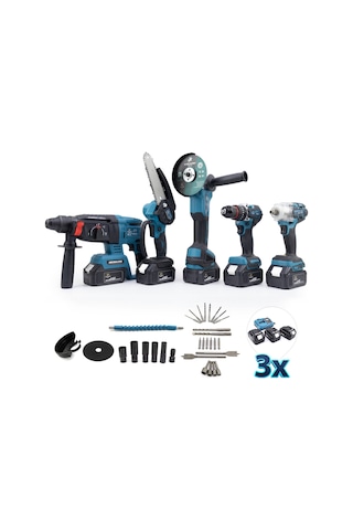 Chelikbei Beşli Set MK350 Budama Testeresi 13MM Çelik Mandren + Somun Sıkma + Şarjlı Spiral + Şarjlı Hilti