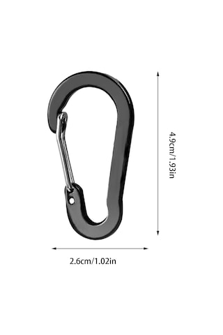 Microcase Çok Amaçlı Mini Metal Karabina Seti 4.9 Cm Siyah Yaylı Anahtarlık Kancası Taktik Kamp Ekipman Askısı 5 Adet - Al5881