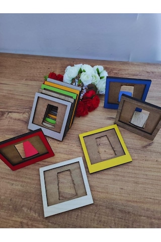 Miracix 10 Adet Renkli Mini Ahşap Fotoğraf Çerçevesi Bebek - Sevgili ve Anı Dekoratif Set Çok Renkli 8 x 8