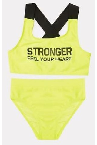Deep Beach Yazı Baskılı Kız Çocuk Bikini Takım Db200773bt 001