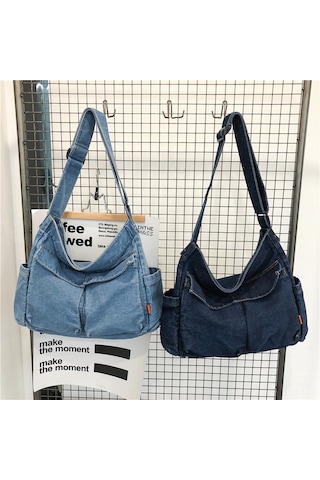 Skycity Büyük Kapasiteli Kadın Denim Çapraz Çanta - Yumuşak Poliester Astarlı, Şık Ve Konforlu Koyu Mavi