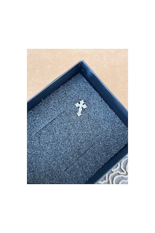 Taşlı Haç Piercing Gümüş