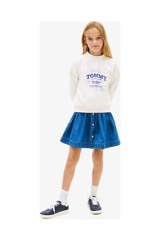 Tommy Hilfiger Flock Flower Crew Neck Çocuk Beyaz Sweatshirt Ybh-beyaz