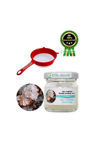 Etik Farma Su Kefir Mayası Başlangıç Kiti 40 ML + Süzgeç