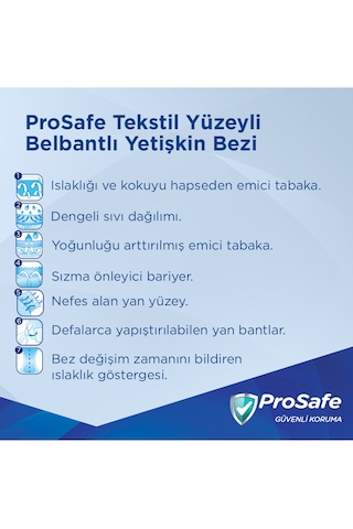 Prosafe Belbantlı Yetişkin Hasta Bezi 85 - 125 Cm M Orta 90 Lı