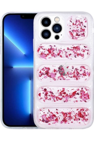 Apple Uyumlu iPhone 13 Pro Max Kamera Korumalı Simli Airbag'li Zore Dalga Kapak