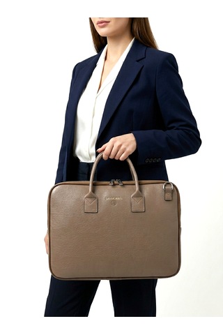Sanmorris Unisex 15.6 İnç Uyumlu Suni Deri Darbe Korumalı Laptop Ve Evrak Çantası 1446 Vizon