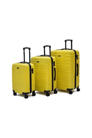 Fossil 3 Lü Valiz Seti Sarı 123x Kabin Orta Büyük - 8 Tekerlekli Ultra Hafif Dayanıklı Bavul Sarı