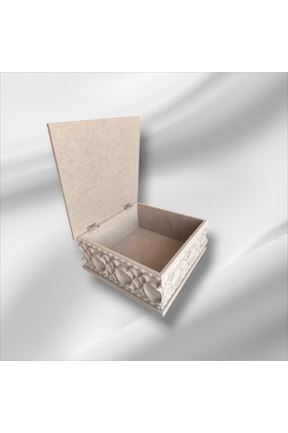 Ahşap- Ham Mdf- Desenli-takı-makyaj--çok Amaçlı- Ayaklı Kare Kutu