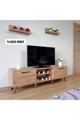 Mobilya Sepeti Ms 85 Mdf Tv Ünitesi Dolabı Raflı Ceviz