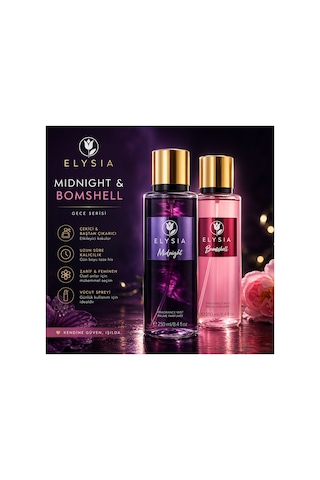 Elysıa Midnight & Bombshell Kadın Vücut Spreyi Seti 2x250 Ml Kalıcı & Çekici Kokular
