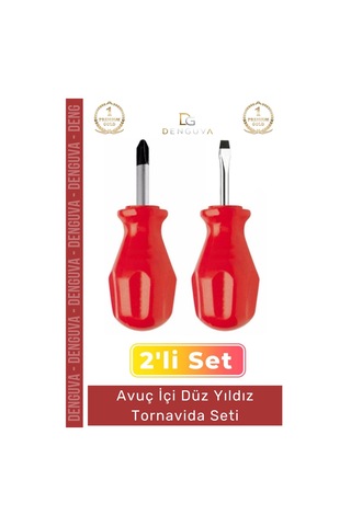 Tornavida Profesyonel Ev Tipi Dayanıklı Çelik Uçlu Ergonomik Saplı Pratik Onarım Düz Yıldız 2'li To
