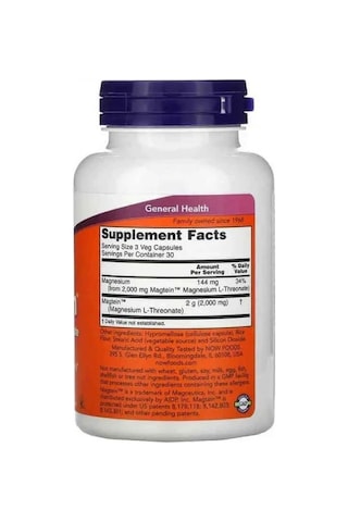 Now Foods, Magtein , Magnesium L-threonate, 2,000 Mg, 90 Veg Caps