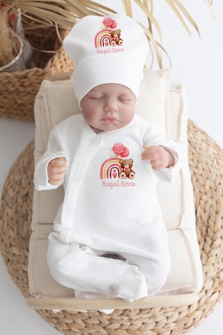 Bebewini %100 Pamuk Baskılı 11'li İsimli Hastane Çıkışı 0014 Ekru