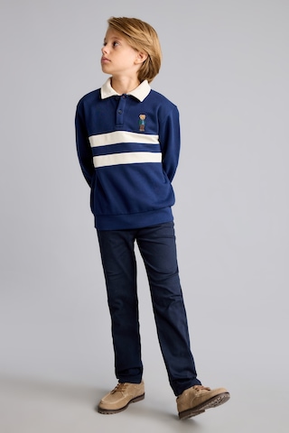 Defacto Oversize Polo Yaka Çizgili İçi Yumuşak Tüylü Uzun Kollu Sweatshirt Erkek Çocuk I3296a826wnnv31 Lacivert-nv31