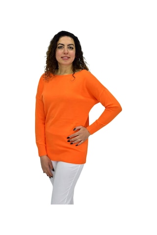 Kadın Kayık Yaka Spor Kazak 12489 Bgl-st04098 turuncu Turuncu
