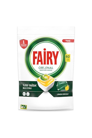 Fairy Hepsi Bir Arada Limon Kokulu Bulaşık Makinesi Deterjanı 60 Tablet