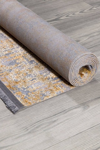 Terra Renkli Parlak Altı Kaymaz Ince Makinede Yıkanabilir Halı