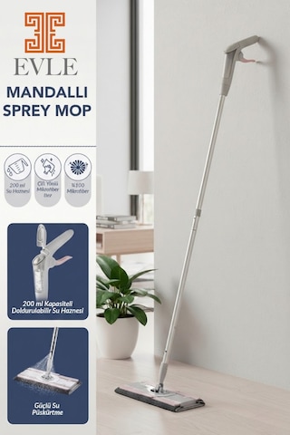 Lavine Mandallı Sprey Mop Kompakt Gövdeli, Mikrofiber Bez Uyumlu 4xl Bez Destekli