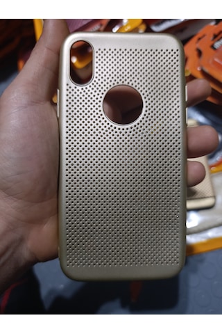 Apple iPhone X / Xs Uyumlu Silikon Kılıf Delikli Gold 2 Adet Gold