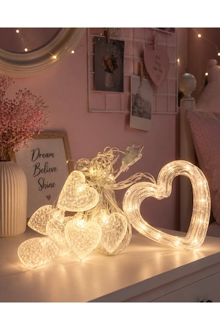 Kalp Figürlü Led Neon Dekor Işığı Romantik Ortam Aydınlatması Çok Renkli