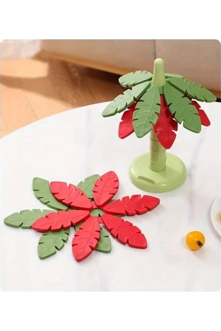 Brightnova Red Tree Five-piece Set Yaratıcı Ağaç Gövdesi Ve Yaprak 5 Parça Set Mutfak Dekorasyon Isıya Dayanıklı Anti Skal