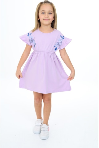 Toontoy Kız Çocuk Nakışlı Elbise Lila