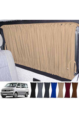 Pandami Volkswagen Transporter Caravelle T5/t6/t7 Kısa Şase 2003-2022 Uyumlu Krem Raylı Oto Perde Takımı