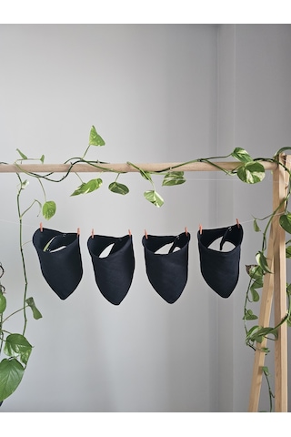 4 Adet Pamuklu Çift Katlı Çıtçıtlı Müslin Fular&salya Önlük Siyah Çok Renkli