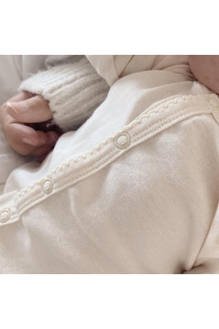 Naturaborn Gots Organik Sertifikalı Patikli Kroşetalı Bebek Uyku Bej