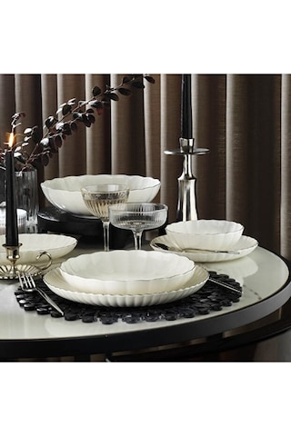 Kütahya Porselen 52 Parça Bone Luz Platin Yemek Takımı Bnlzf52ytb54020 Beyaz - Platin