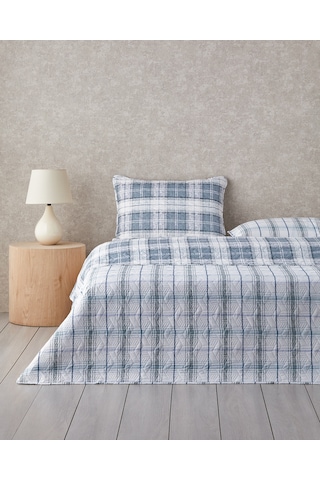 English Home Static Check Çok Amaçlı Tek Kişilik Yatak Örtüsü Takımı Gri Gri