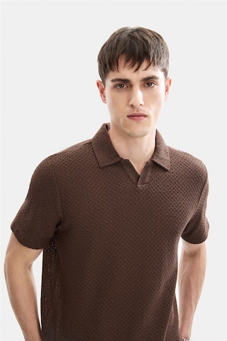 Backandbond Kahve Regular Fit Örme Polo Yaka Tişört
