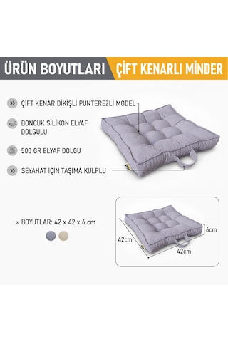 Haegs Sandalye Minderi, Çift Kenarlı, Taşıma Kulplu, Punterez Puntolu Elyaf Dolgulu Mutfak Yemek Sandalyeleri İçin Kare Oturma Minderi, Ofis Masası İçin Yumuşak Konforlu Minder 42x42x6 Cm - Gri Sku: Açık Altın