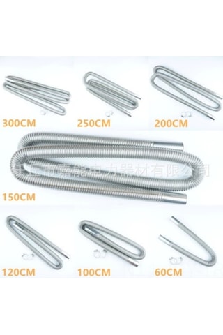 Fortunelane Oto Konfor Isıtıcı: 60-300cm Paslanmaz Çelik Spiral Füm Boru, 13cm Dirsekli, Dayanıklı Kompakt Sistem