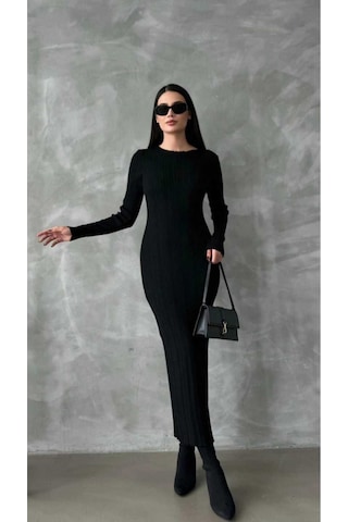 Anbly Collection Uzun Kollu Bisiklet Yaka Triko Dar Kesim Elbise