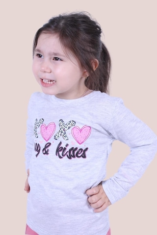 Fyk Kids Kız Çocuk Uzun Kol Sweatshirt Gri1 Gri