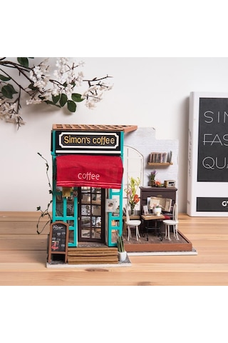 Rolife Dg109 Simon'ın Kahve Dükkanı Simon's Coffee Dıy Minyatür Maket Model Set Miniature Dollhouse 3d Model Kit Detaylı Dekoratif Hobi Seti 3d Puzzle Tiny House