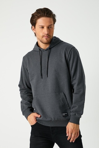 MMetalic Antrasit Erkek Kapüşonlu Kanguru Cepli Sweatshirt
