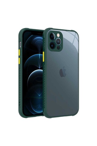 Apple Uyumlu iPhone 12 Pro Kılıf Zore Kaff Kapak Koyu Yeşil