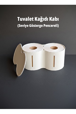 Dekoratif Tuvalet Kağıdı Kutusu 2 Li Rulo Kapasiteli Organizer -14x26x12 Cm Beyaz