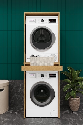 Lüks Çekmeceli Çamaşır Makinesi Dolabı %100 Mdf Çamaşır Kurutma Banyo Dolabı Bd05 Karına