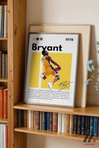 Kobe Bryant Basketbol Posteri, Siyah Çerçeveli Duvar Tablosu - Spor Severlere Hediye