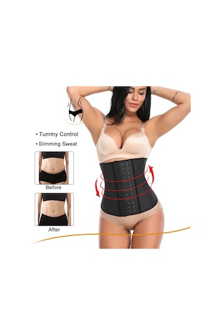 Askısız Latex Extra Sıkı Göbek Korsesi Bel Eğitmeni Siyah